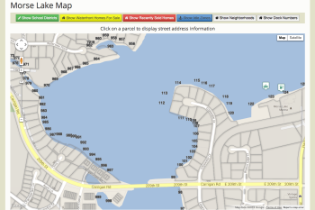 Morse Lake Map Showing Dock Numbers